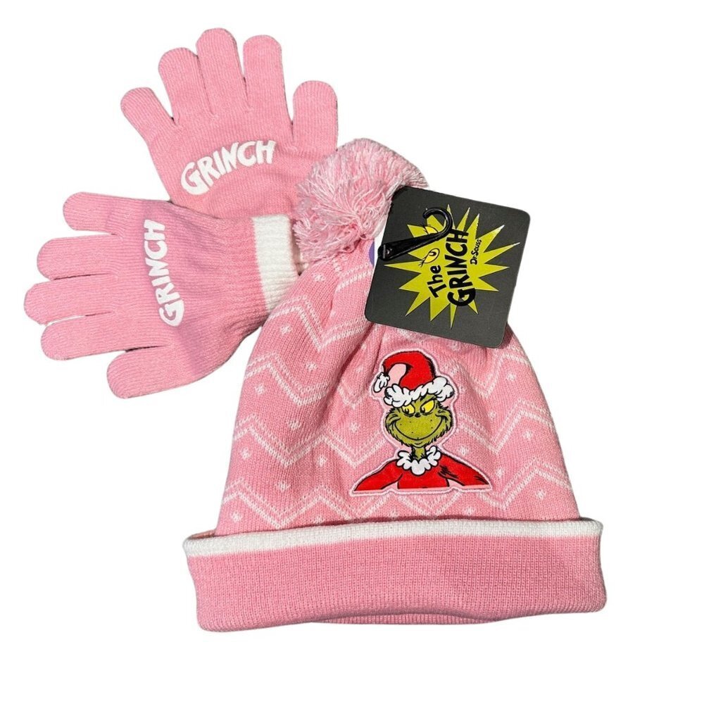 FREE ADD-ON Grinch Beanie‎ Set for Kids in Pink (One Size)